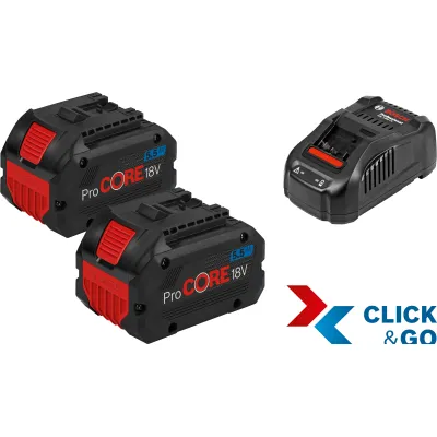 Bosch Pro Akku Starter-Set 18V | 2x ProCORE18V 5.5Ah Akkus | Schnellladegerät GAL 1880 CV | Li-Ion | Blau