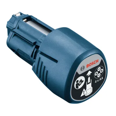 Bosch Batterie-Adapter AA1 1608M00C1B | Zubehör für Messgeräte & Linienlaser | Kompatibel 10,8V/12V Akku & 4x AA | Blau