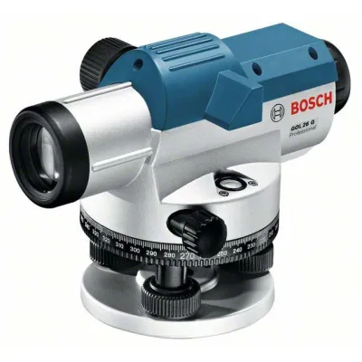 Bosch GOL 26 G Nivelliergerät Set | 26x Vergrößerung | 100 m Reichweite | Stativ BT160 | Messlatte GR500 | IP54 | Blau