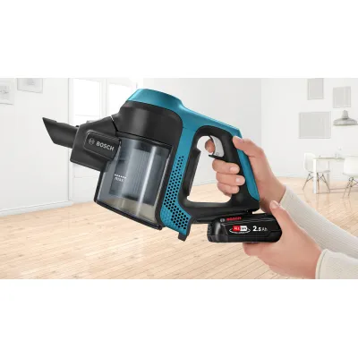 Bosch Akku-Staubsauger BBS611LAG | kabellos & kompakt | 18V Li-Ion | abnehmbarer Handsauger | Power For All | Blau