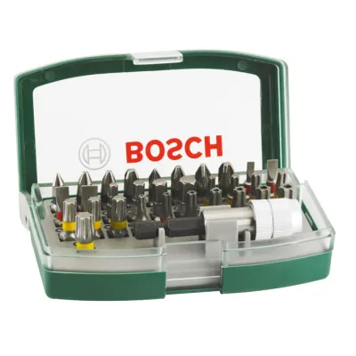 Bosch Schrauberbit-Set 2607017063 | 32-teilig | Farbcodiert | PH PZ Torx Hex Schlitz | Magnet Bithalter | 25mm | Blau