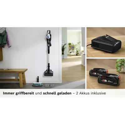 Bosch Akku-Staubsauger BSS712XHYG Unlimited 7 ProHygienic Aqua | 2in1 Saugen & Wischen | HEPA Filter | 2 Akkus | weiß