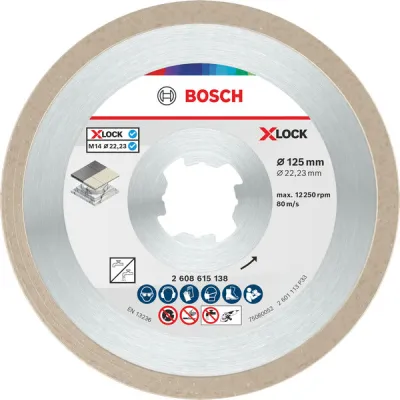 Bosch Diamanttrennscheibe 2608615138 | X-LOCK | 125 mm | Keramik & Fliesen | Bohrung 22,23 mm | präziser Schnitt