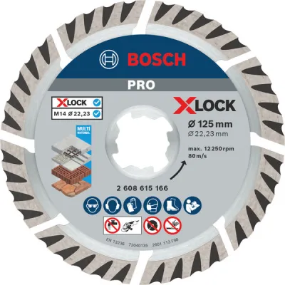 Bosch Diamant-Trennscheibe 125 mm | X-LOCK 22,23 mm | für Winkelschleifer | Beton Ziegel Stahlbeton