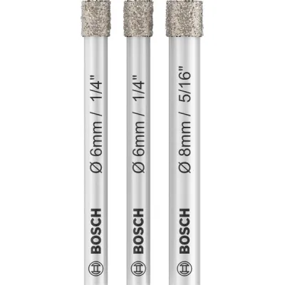 Bosch Diamantbohrer-Set 2607011626 | Fliesenbohrer 3-tlg. 6/6/8 mm | Trockenbohren | Keramik | langlebig | präzise