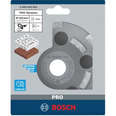 Bosch Diamanttopfscheibe 2608602553 | Expert for Abrasive | 125 x 22,23 x 4,5 mm | Schleifscheibe für Beton | langlebig