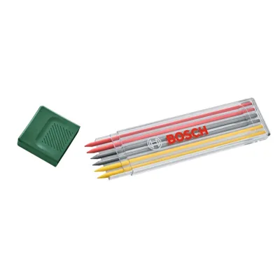 Bosch Mehrfarbige Minen 1600A032UV | Ersatzminen 2,8 mm | 6 Stück | für Tieflochmarkierstift | Rot Gelb Graphit