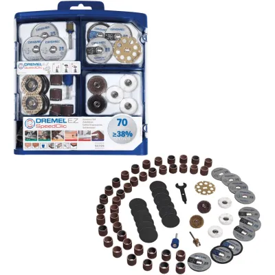 Dremel Zubehörset SC725 | 70-teilig | EZ SpeedClic Schnellwechsel-System | Schneiden, Schleifen, Polieren | 2615E725JA