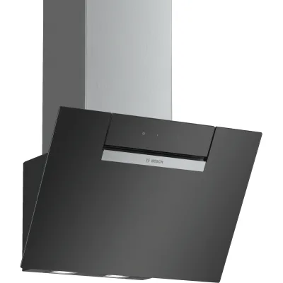 Bosch Dunstabzugshaube DWK67EM60 | Wandesse Kopffrei 60cm | Schräges Design | Abluft & Umluft | LED | Schwarz