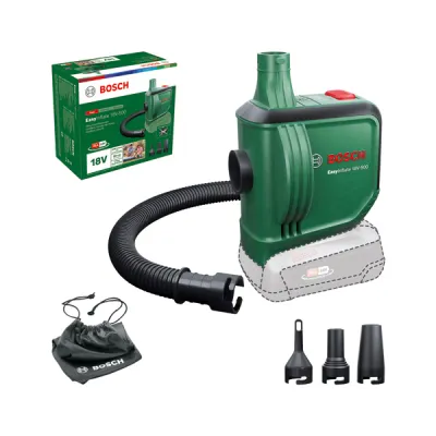 Bosch Akku-Luftpumpe EasyInflate 18V-500 0603947200 | elektrische Volumenpumpe 530 l/min | 3 Düsen | ohne Akku | grün