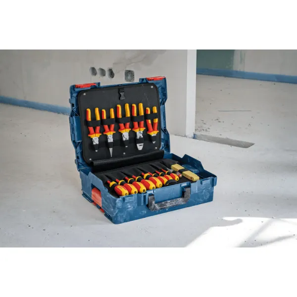 Bosch Professional Elektrikerkoffer 1600A02NG4 | 37-tlg. VDE-Werkzeug-Set | L-BOXX 136 | rot/gelb