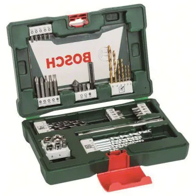 Bosch V-Line Bohrer- und Bit-Set 2607017314 | 48-teilig | TiN-beschichtet | Magnetstab | für Holz, Stein, Metall | grün