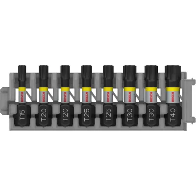 Bosch Schrauberbit-Set Impact Control 2608522322 | Torx T15-T40 | 8-teilig | 25mm | S2-Stahl | robuste Kunststoffbox