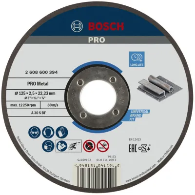 Bosch Trennscheibe 2608600394 | Metall schneiden | Ø 125 mm x 2,5 mm | Bohrung 22,23 mm | Winkelschleifer | gerade
