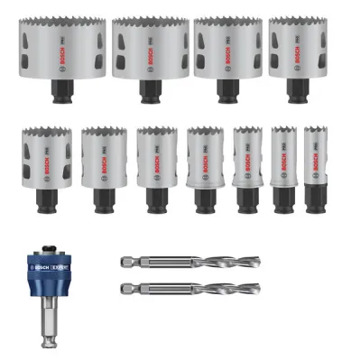 Bosch Lochsägen-Set 2608594426 PRO Multi Material | 14-teilig | Kobalt HSS | Koffer | für Stahl & Trockenbau