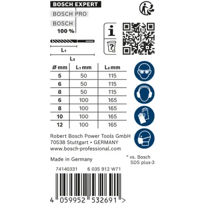 Bosch Hammerbohrer-Set SDS plus-7X 2608900195 | 7-teilig (Ø 5-12 mm) | Vollhartmetallkopf | für Stahlbeton
