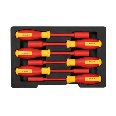Bosch Professional VDE Steckschlüssel-Set 1600A02NF3 | 6-teilig | 7-14 mm | isoliert nach DIN EN/IEC 60900 | rot/gelb
