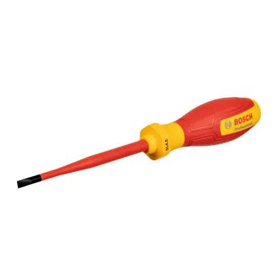 Bosch Professional VDE Schlitz-Schraubendreher SL 4,5 1600A02NC2 | 1000V isoliert | 4,5x1x100 mm | Softgrip | rot/gelb