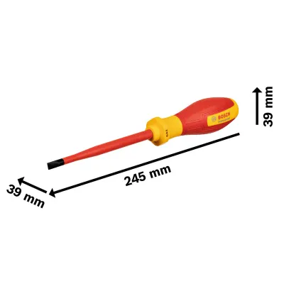 Bosch Professional VDE Schlitz-Schraubendreher 1600A02NC4 SL 6,5x1,2x125 mm | isoliert 1000V | ergonomisch | rot/gelb