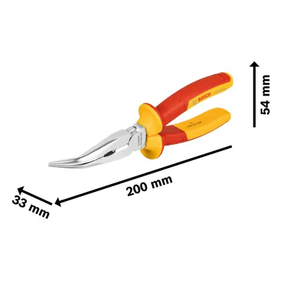 Bosch Professional VDE Spitzzange 1600A02NE4 | 40° gebogen | 200 mm | Chrom-Vanadium-Stahl | isoliert | rot/gelb