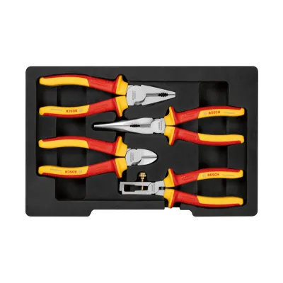 Bosch Professional VDE Zangen-Set 1600A02NG1 | 4-teilig | isoliert 1.000V | Kombi-, Seiten-, Spitz-, Abisolierzange