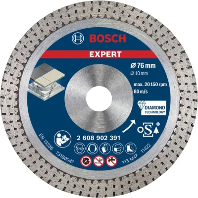 Bosch Diamant-Trennscheibe 2608902391 | EXPERT Hard Ceramic | 76 mm | 22,23 mm | für Hartgestein, Naturstein