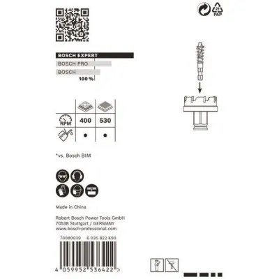 Bosch Lochsäge 2608900496 | EXPERT Carbide Sheet Metal | Ø 30 mm | Schnitttiefe 5 mm | für Edelstahl & Stahlblech