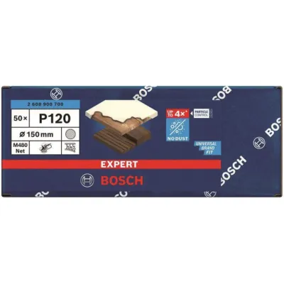 Bosch EXPERT Netzschleifscheibe M480 2608900700 | Schleifpapier 150mm K120 | für Holz, Farbe | 50 Stück | Klett