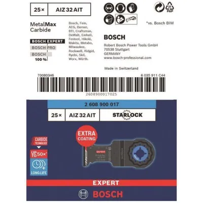 Bosch Tauchsägeblatt AIZ 32 AIT | EXPERT MetalMax | Starlock | Carbide | 32 mm | für Metall, Edelstahl, Kunststoff