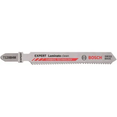 Bosch Stichsägeblätter T128BHM 2608900542 | Laminat Clean | 3 Stück | Carbide-Technologie | für Laminat, HPL