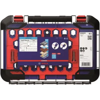 Bosch Lochsäge-Set 2608900445 EXPERT ToughMaterial | 9-tlg. Ø 22-68mm | Carbide-Zähne | für Holz, Metall, Ziegel | Blau