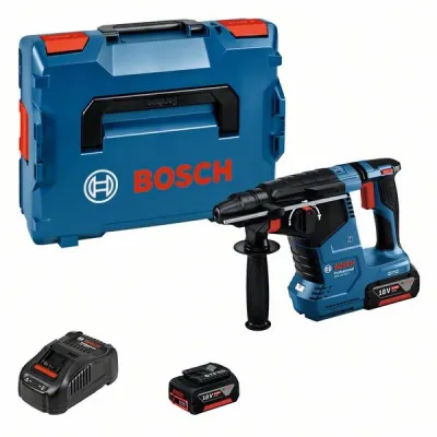 Bosch Akku-Bohrhammer GBH 18V-24 C 0611923003 | SDS-plus | 18V | 2x 5,0Ah Akkus | Ladegerät | Bluetooth | L-BOXX | Blau