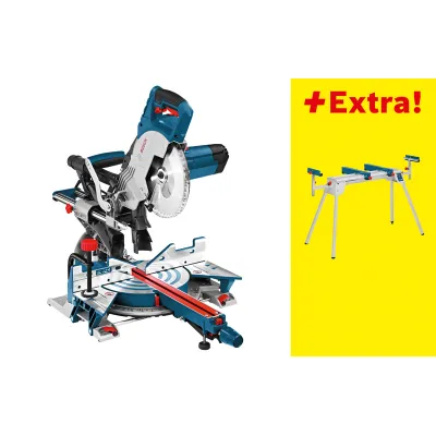 Bosch Professional Kapp- und Gehrungssäge GCM 8 SJL | 1600W | 216mm Sägeblatt | inkl. Arbeitstisch GTA 2600 | Blau