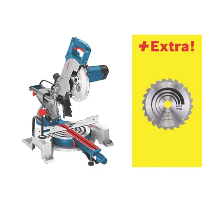 Bosch Professional Kapp- und Gehrungssäge GCM 80 SJ | 1.400W | 216mm Sägeblatt | 2x Kreissägeblatt | kompakt | Blau