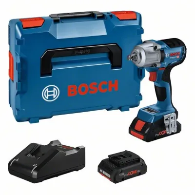 Bosch Akku-Drehschlagschrauber GDS 18V-450 HC | 18V | 450 Nm | 2x 4,0Ah ProCORE Akku | Ladegerät | L-BOXX | blau