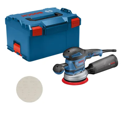 Bosch Professional Exzenterschleifer GEX 40-150 | 060137B201 | 400W | 150mm Schleifteller | staubarm | L-BOXX | blau