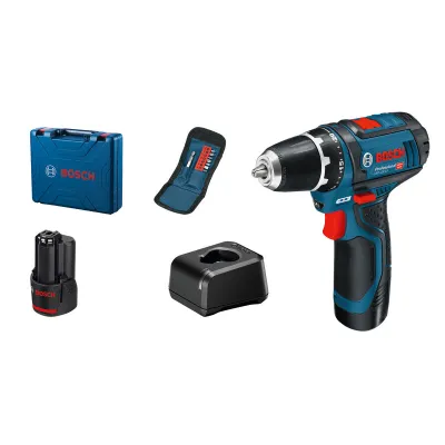 Bosch Professional Akku-Bohrschrauber GSR 12V-15 | 12V 2x2.0Ah Akku | 30 Nm | inkl. Ladegerät, Koffer, Bit-Set
