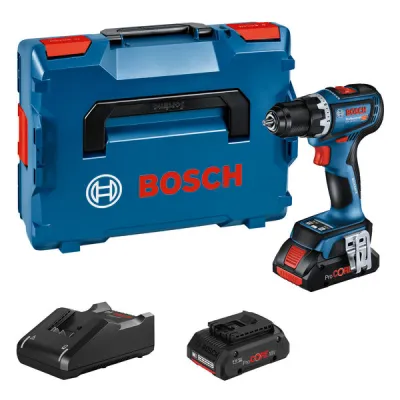 Bosch Professional Akku-Bohrschrauber GSR 18V-90 C | 18V 64Nm | 2x 4Ah ProCORE Akku | Schnellladegerät | L-BOXX