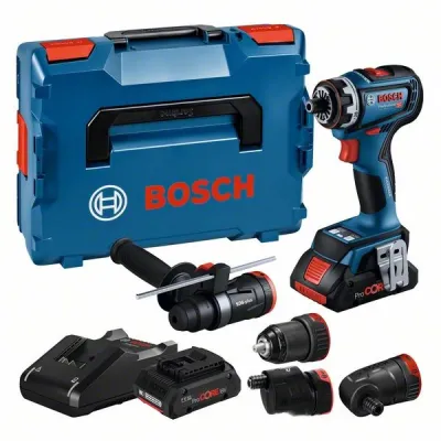 Bosch Akku-Bohrschrauber GSR 18V-90 FC | 18V | 2x 4,0Ah ProCORE Akkus | FlexiClick | SDS Plus | L-BOXX | Blau