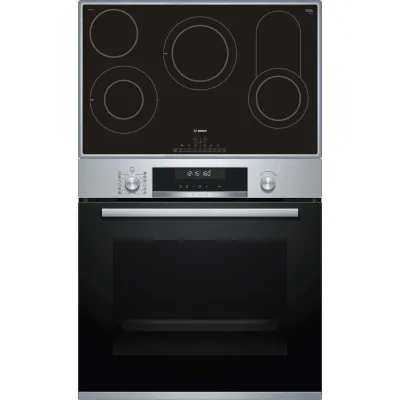 Bosch Einbau-Herd-Set HBD672LS81 | 71l Pyrolyse-Backofen | AutoPilot 30 | Glaskeramik-Kochfeld 80cm | Edelstahl-Schwarz