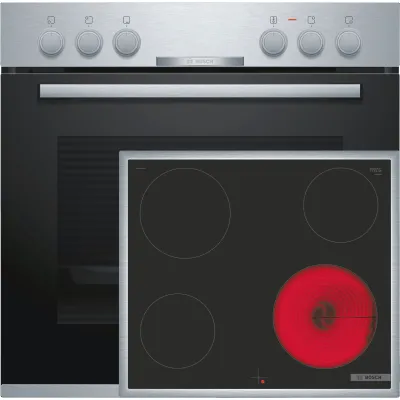 Bosch Einbau-Herd-Set HND210CS62 | Glaskeramik-Kochfeld 60 cm | 71 l | 5 Beheizungsarten | A | Edelstahl