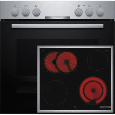 Bosch Einbau-Herd-Set HND211CS63 | Glaskeramik-Kochfeld 60cm | 71l Backofen | 3D-Heißluft | Edelstahl