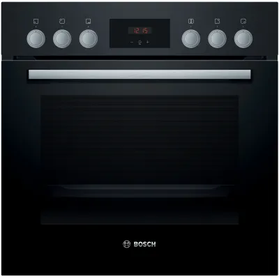 Bosch Einbau-Herd-Set HND211GR2 | Glaskeramik Kochfeld | 3D Heißluft | 2-fach Teleskopauszug | A | Schwarz