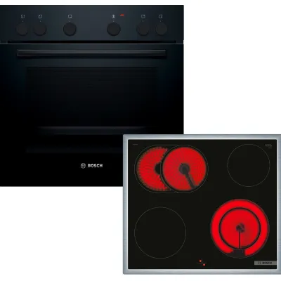 Bosch Einbau-Herd-Set HND211LR1 | Glaskeramik-Kochfeld 60cm | 66l Backofen | 5 Heizarten | Energieeffizienz A | Schwarz