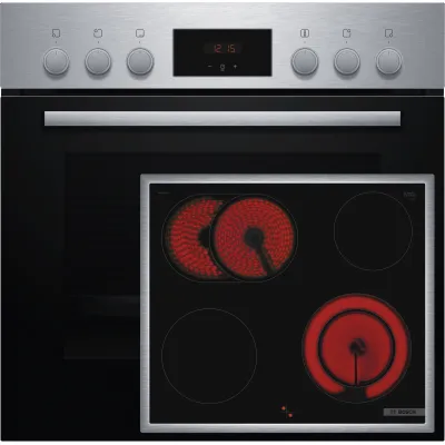 Bosch Einbau-Herd-Set HND211RS63 | Backofen & Glaskeramik-Kochfeld 60cm | 66l | 5 Beheizungsarten | Edelstahl