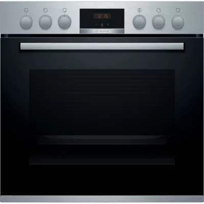 Bosch Einbau-Herdset HND411GR62 | Glaskeramikfeld Glaskeramik | 4 Kochzonen | 71l Backofen | Umluft | Edelstahl