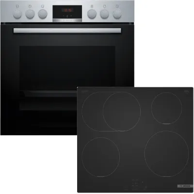 Bosch Einbauherd-Set HND415GM60 | Induktionskochfeld | Bräterzone | PowerBoost | Teleskopauszug | Edelstahl