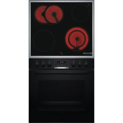 Bosch Einbau-Herd-Set HND611LS62 | Elektro-Backofen 71l | Glaskeramik-Kochfeld 60cm | 3D Heißluft | Schwarz/Edelstahl
