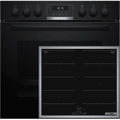 Bosch Einbau-Herd-Set HND619LA61 | Induktionskochfeld 60cm | FlexInduktion | 71l | A+ | Schwarz/Edelstahl