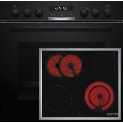 Bosch Einbau-Herd-Set HND671LS62 (HEG578BB3+NKN645GA2E) | 60cm | Glaskeramik | Air Fry | Pyrolyse | A+ | Schwarz